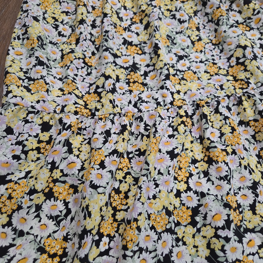 Social Standard by Sanctuary Floral Midi Dress Yellow Daisy Tie Strap Large - Picture 2 of 7